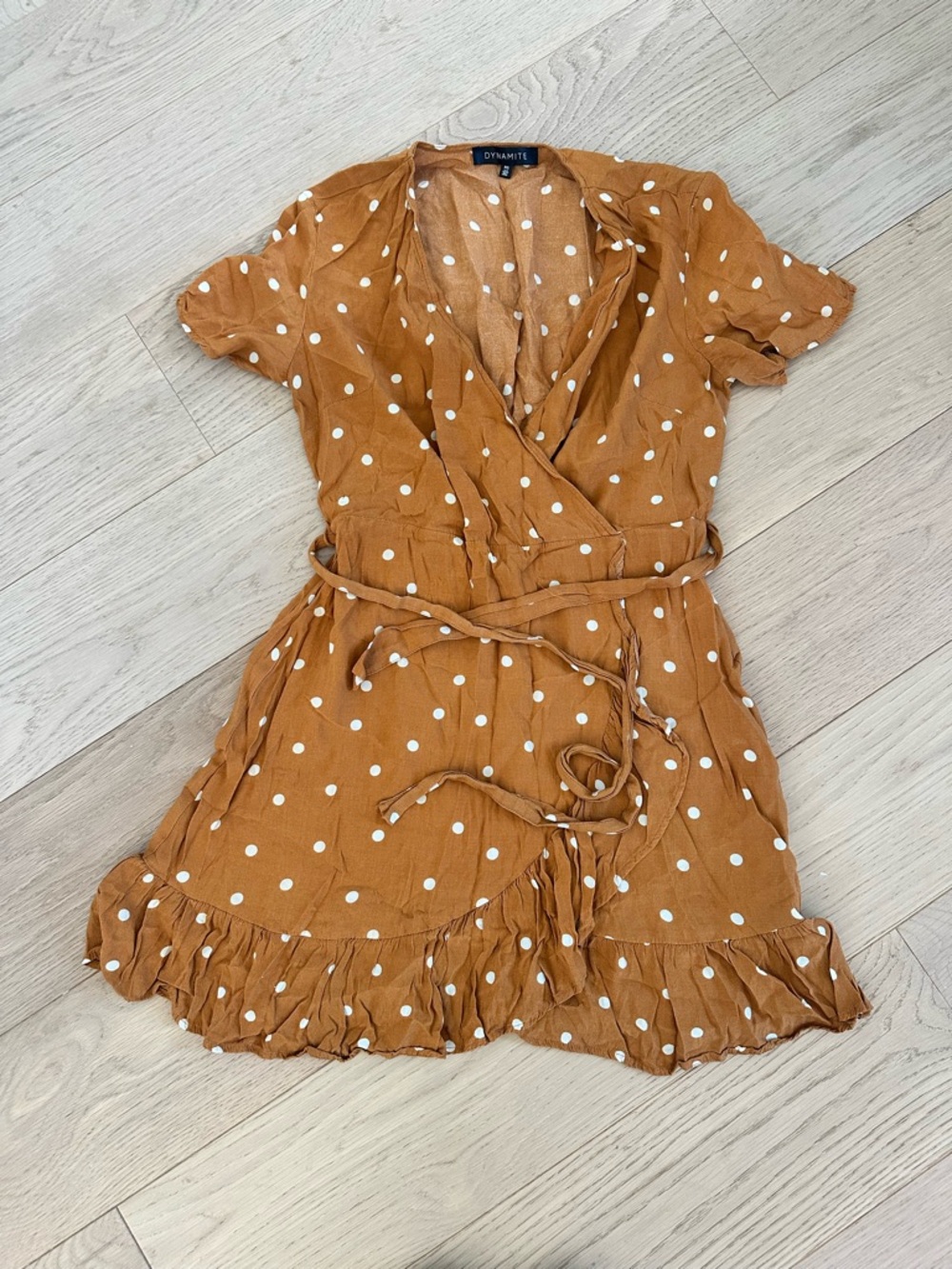 Dynamite Rust Polka Dot Wrap Mini Dress
